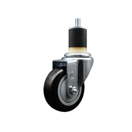 Service Caster 3.5'' Black Poly Wheel Swivel 1-7/8'' Expanding Stem Caster SCC-EX20S3514-PPUB-BLK-178